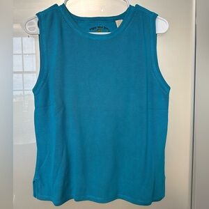 Original Island Sport Womens Sweater Large Blue Silk Blend Sleeveless Soft